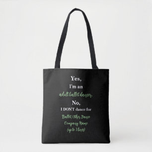 Bolso De Tela Canción de bailarín de ballet adulto/Texto blanco
