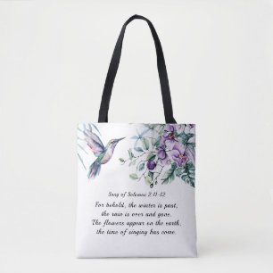 Bolso De Tela Canción de Salomón 2:11-12 Flores de Hummingbird B
