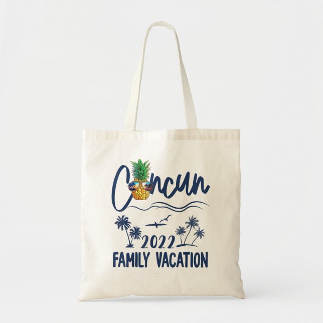 Bolso De Tela Cancun 2022 Vacaciones familiares de piña de camis (Frente)
