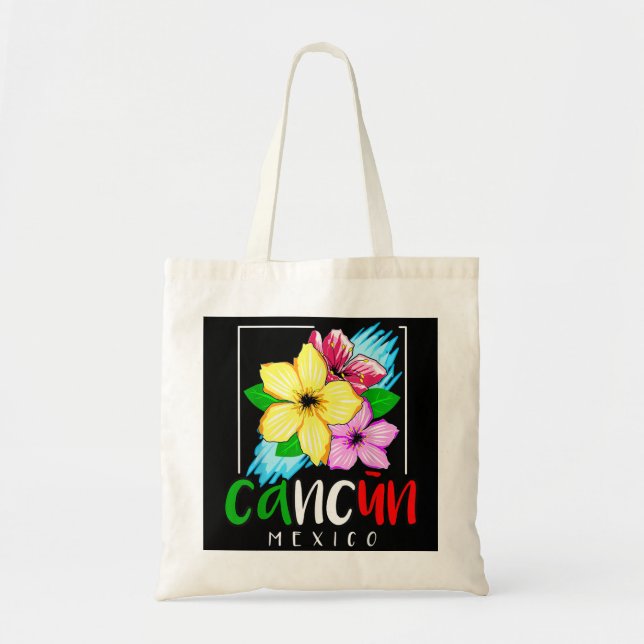 Bolso De Tela Cancun México regalo de recuerdo primavera vacacio (Frente)