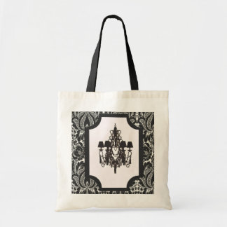 Bolso De Tela Candelabro negro vintage art deco damask de París