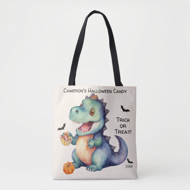 Bolso De Tela Candía de Dinosaur Halloween (Anverso)