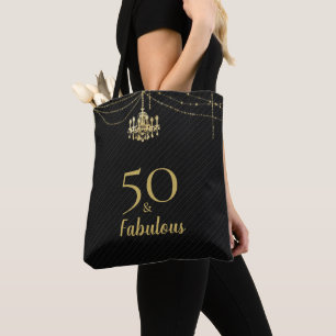Bolso De Tela Candilero Dorado Negro de Cumpleaños 50 Fabuloso 5