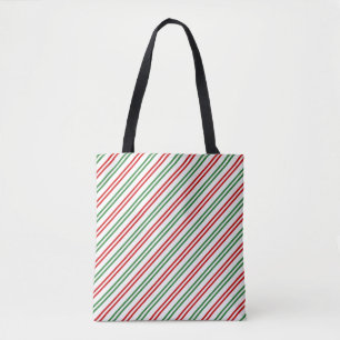 Bolso De Tela Candy Cane Navidades Strips Red Green