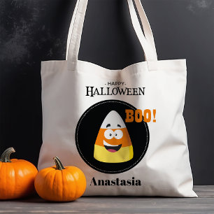 Bolso De Tela Candy Corn Feliz Halloween Personalizado