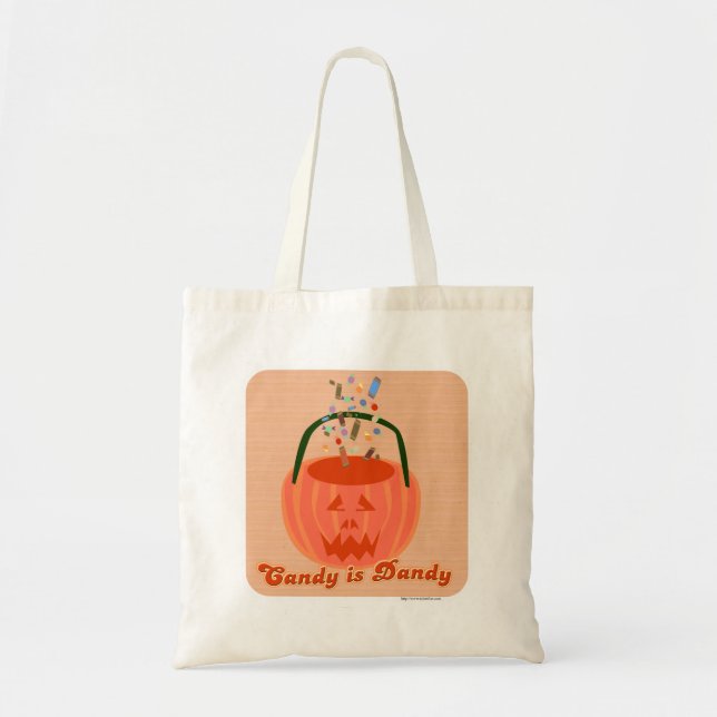 Bolso De Tela Candy es Dandy Spooky Personalizado de Halloween (Frente)