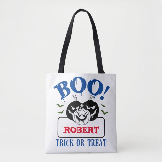 Bolso De Tela Candy y Treat, Personalizado de Halloween (Anverso)