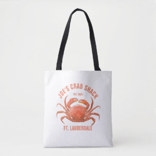 Bolso De Tela Cangrejo acuarela Ilustracion Personalizado Textos