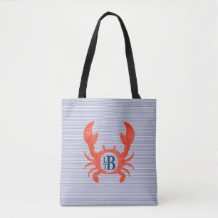 Bolso De Tela Cangrejo acuarela Monograma Circlel