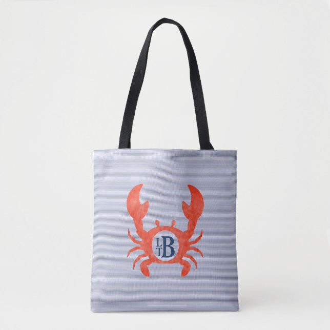 Bolso De Tela Cangrejo acuarela Monograma Circlel (Anverso)