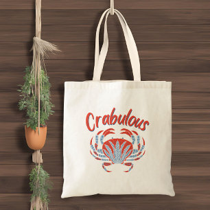 Bolso De Tela Cangrejo azul y rojo, Crabulous, el pescador Tote 