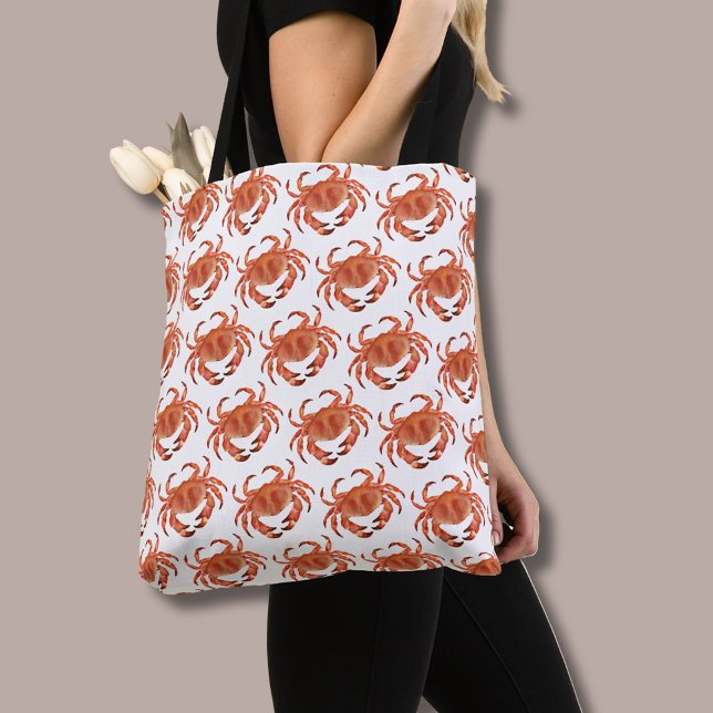 Bolso De Tela Cangrejo Crustáceo Patrón Costero (Brown crab coastal crustacean tote bag)