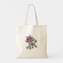 Bolso De Tela Caniche lindo con lazo rosa
