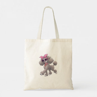 Bolso De Tela Caniche lindo con lazo rosa