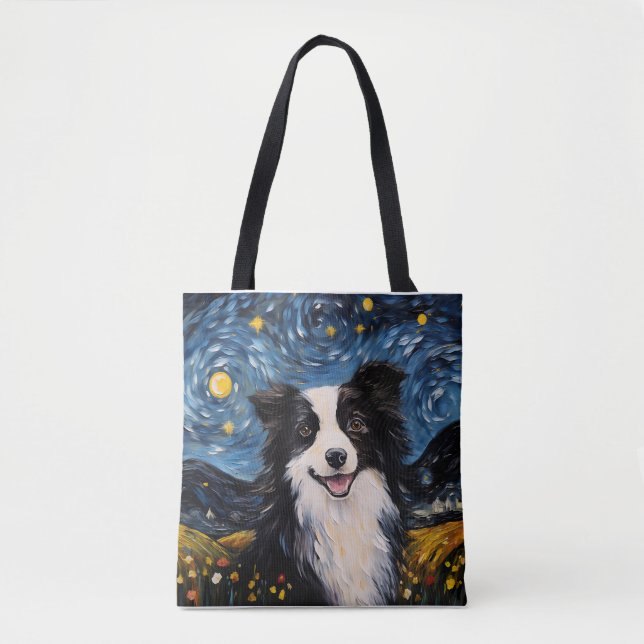 Bolso De Tela Canina artística bajo el cielo de Van Gogh - Vinta (Anverso)
