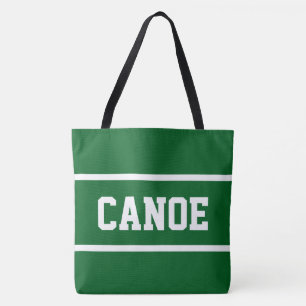 Bolso De Tela CANOA Texto Blanco Deportivo Rayas En Verde De Cam
