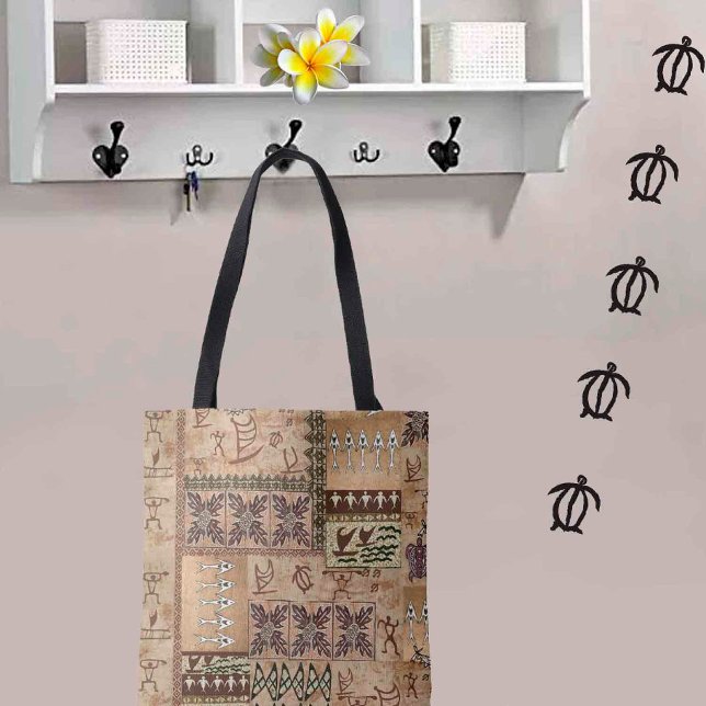 Bolso De Tela Cañón de vela hawaiana y Tote petroglifo de Tapa (Subido por el creador)