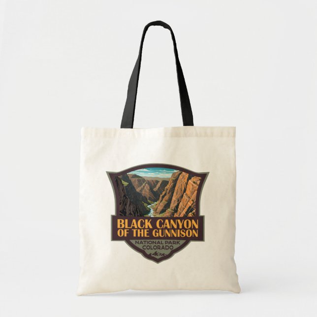 Bolso De Tela Cañón Negro Del Arte Del Parque Nacional Gunnison (Frente)