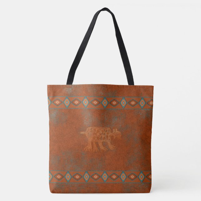Bolso De Tela Cañones del Suroeste Bobcat Petroglyph (Anverso)