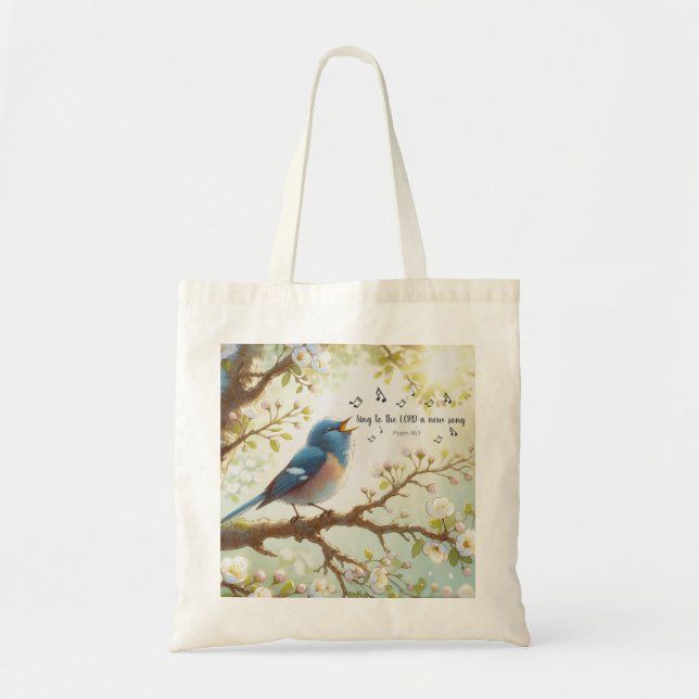 Bolso De Tela Cantar Al SEÑOR Un Nuevo Salmo De Canción 96:1 (Frente)