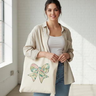 Bolso De Tela Canvas Bag with Floral Bow - Boho Chic Style.