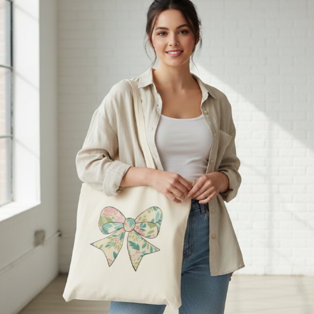 Bolso De Tela Canvas Bag with Floral Bow - Boho Chic Style. (Subido por el creador)