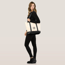Bolso De Tela Canvas tote bag with black handles and trim