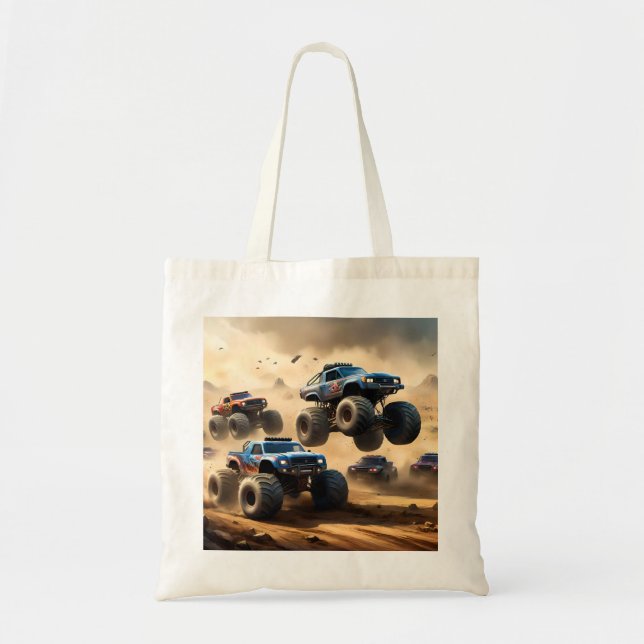 Bolso De Tela Caos de Camiones Monstruo (Frente)