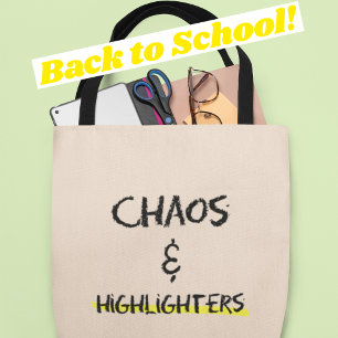 Bolso De Tela Caos y resaltador Regalo divertido para maestros