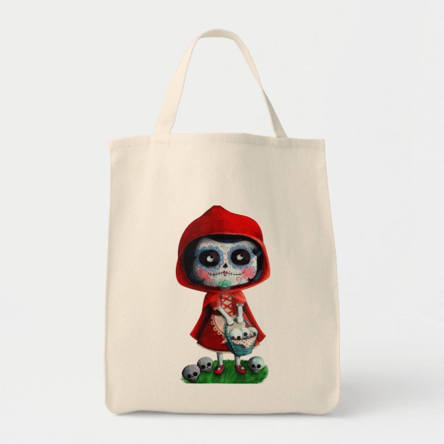 Bolso De Tela Caperucita Rojo de Dia de los Muertos (Frente)