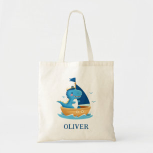 Bolso De Tela Capitán de barco azul lindo Dino 