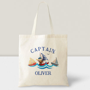 Bolso De Tela Capitán de barco náutico personalizado para niños