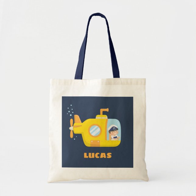 Bolso De Tela Capitán de niño de submarino amarillo Tote Bag (Frente)