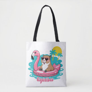 Bolso De Tela Capivara Estilosa no Verão com Boia Rosa