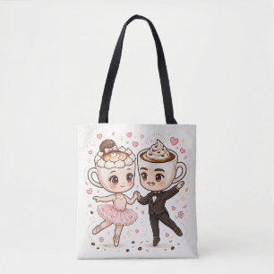 Bolso De Tela Cappuccino Ballet Couple Love Tote