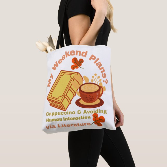 Bolso De Tela Cappuccino y libro (Detalle)