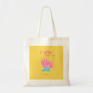 Bolso De Tela Capri Dolce Vita, arte de viajes, amarillo
