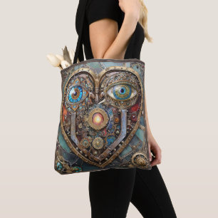 Bolso De Tela Caprichoso Corazón Steampunk Te Veo Te Amo