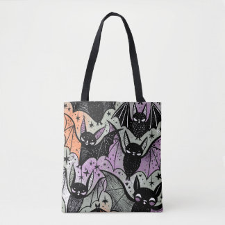 Bolso De Tela Caprichoso Patrón de Murciélagos Negros Coloridos 