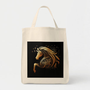 Bolso De Tela Capricornio Zodíaco Caballo de Oro Astrología