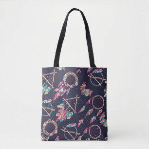 Bolso De Tela Captadores de sueños: patrón inmaculado vintage.