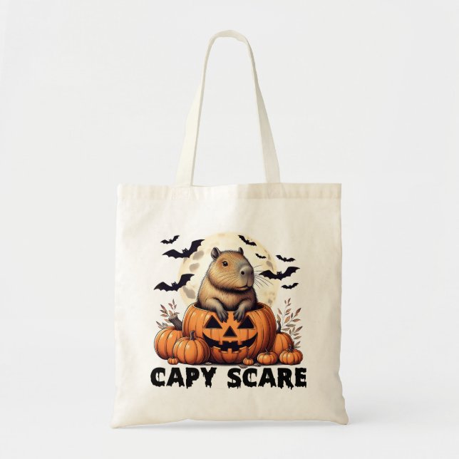 Bolso De Tela Capy Scare Capybara Halloween (Frente)