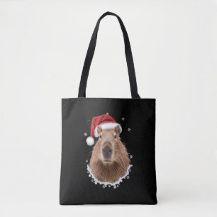Bolso De Tela Capybara Divertida Navidad 
