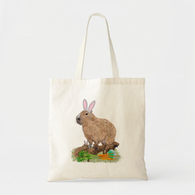 Bolso De Tela Capybara Easter Cute Bunny Funny (Frente)