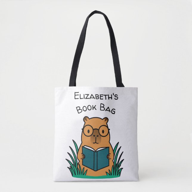 Bolso De Tela Capybara Reading Book (Anverso)
