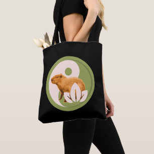 Bolso De Tela Capybara Zen Yin Yang Naturaleza Pacífica