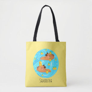 Bolso De Tela Capybaras En Agua Con Naranjas