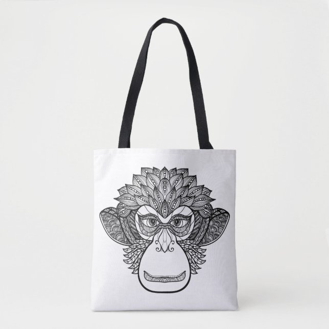Bolso De Tela Cara 2 del Doodle del mono (Anverso)