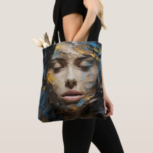 Bolso De Tela Cara Chica de resumen azul