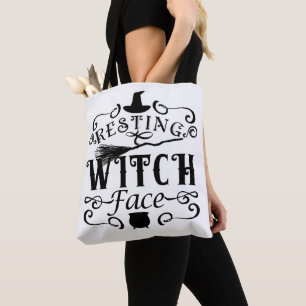 Bolso De Tela Cara de bruja descansando Gráfico vintage de Hallo